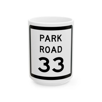 Texas Park Road 33 (Texas) (Road Sign) White Coffee Mug 15oz - Go Mug Yourself