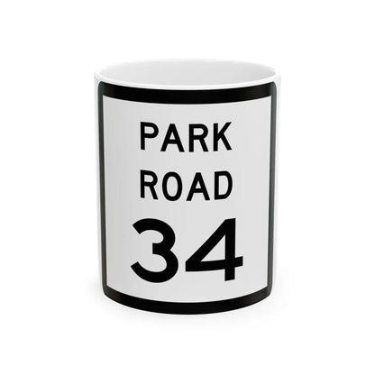 Texas Park Road 34 (Texas) (Road Sign) White Coffee Mug 11oz - Go Mug Yourself