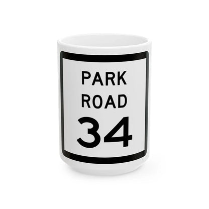 Texas Park Road 34 (Texas) (Road Sign) White Coffee Mug 15oz - Go Mug Yourself