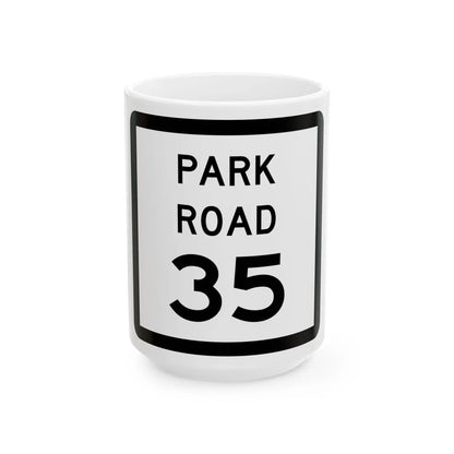Texas Park Road 35 (Texas) (Road Sign) White Coffee Mug 15oz - Go Mug Yourself