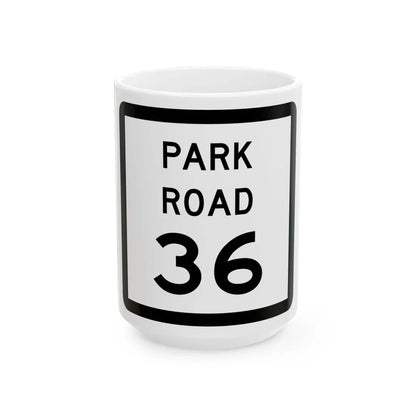 Texas Park Road 36 (Texas) (Road Sign) White Coffee Mug 15oz - Go Mug Yourself