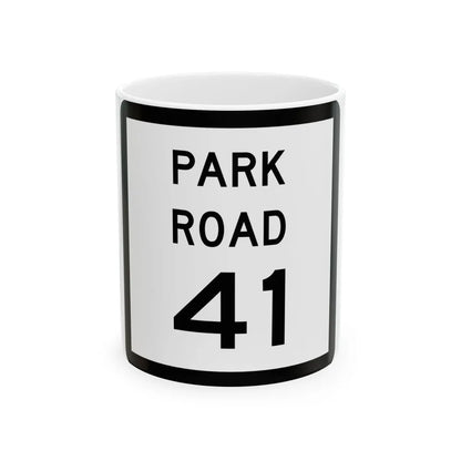 Texas Park Road 41 (Texas) (Road Sign) White Coffee Mug 11oz - Go Mug Yourself
