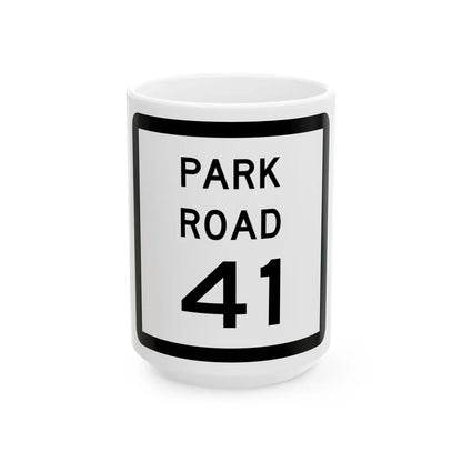 Texas Park Road 41 (Texas) (Road Sign) White Coffee Mug 15oz - Go Mug Yourself