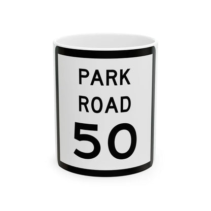 Texas Park Road 50 (Texas) (Road Sign) White Coffee Mug 11oz - Go Mug Yourself