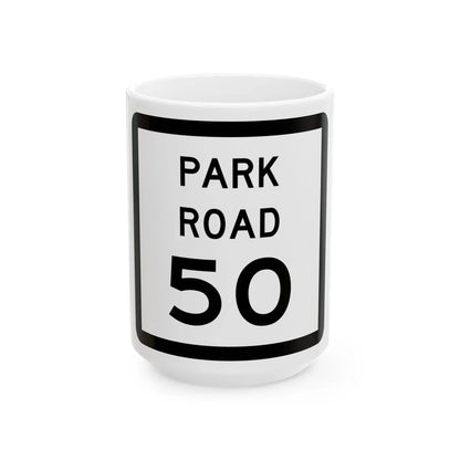 Texas Park Road 50 (Texas) (Road Sign) White Coffee Mug 15oz - Go Mug Yourself