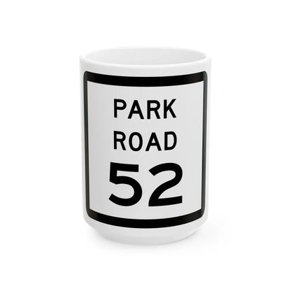 Texas Park Road 52 (Texas) (Road Sign) White Coffee Mug 15oz - Go Mug Yourself