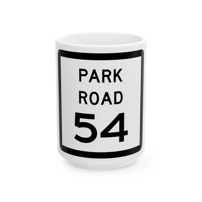 Texas Park Road 54 (Texas) (Road Sign) White Coffee Mug 15oz - Go Mug Yourself