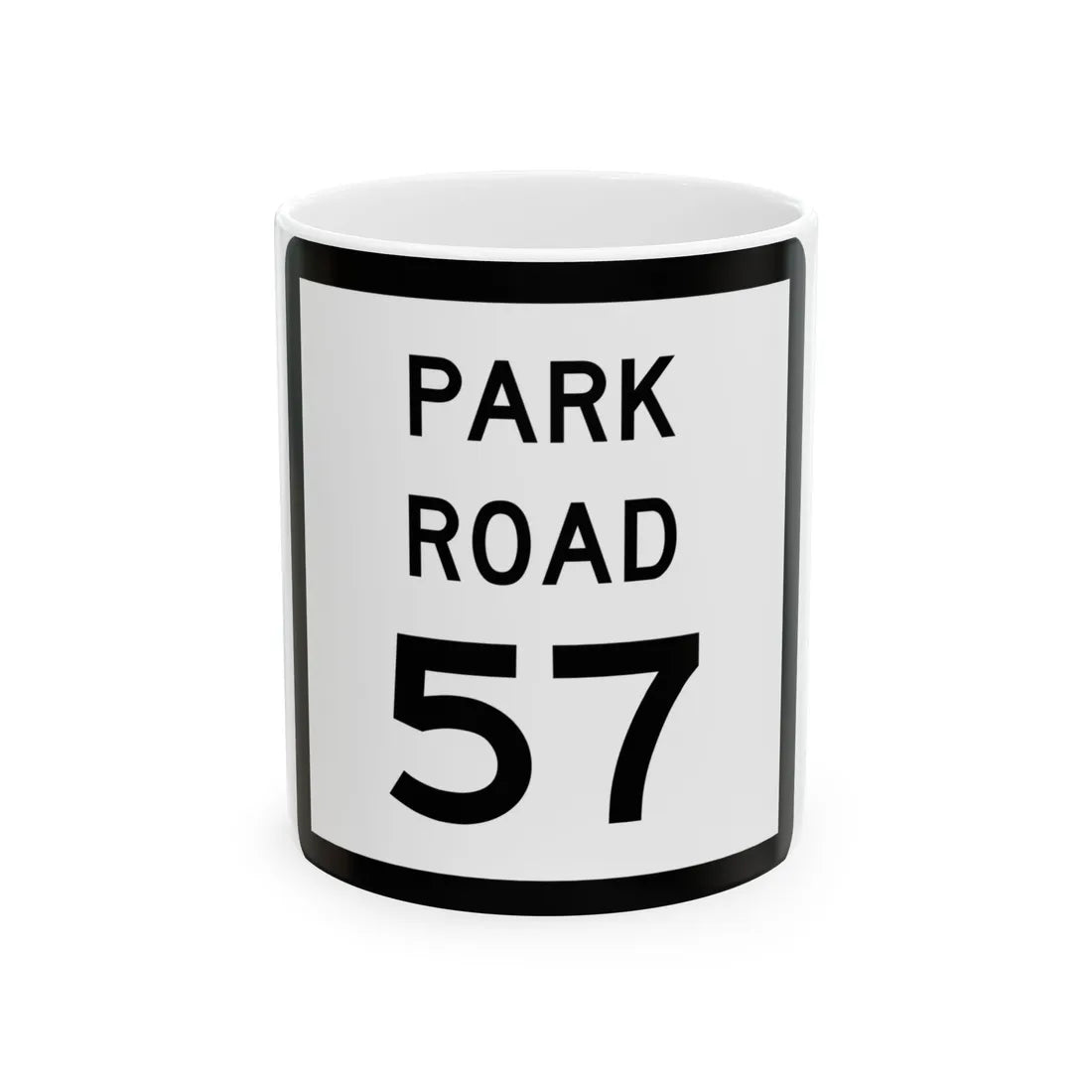 Texas Park Road 57 (Texas) (Road Sign) White Coffee Mug 11oz - Go Mug Yourself