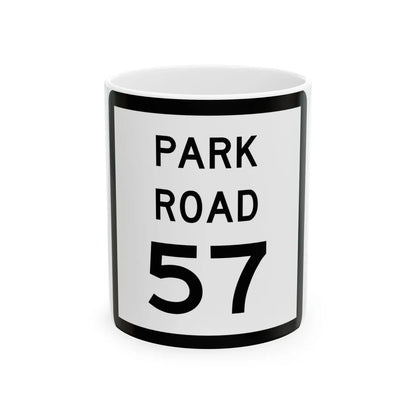 Texas Park Road 57 (Texas) (Road Sign) White Coffee Mug 11oz - Go Mug Yourself