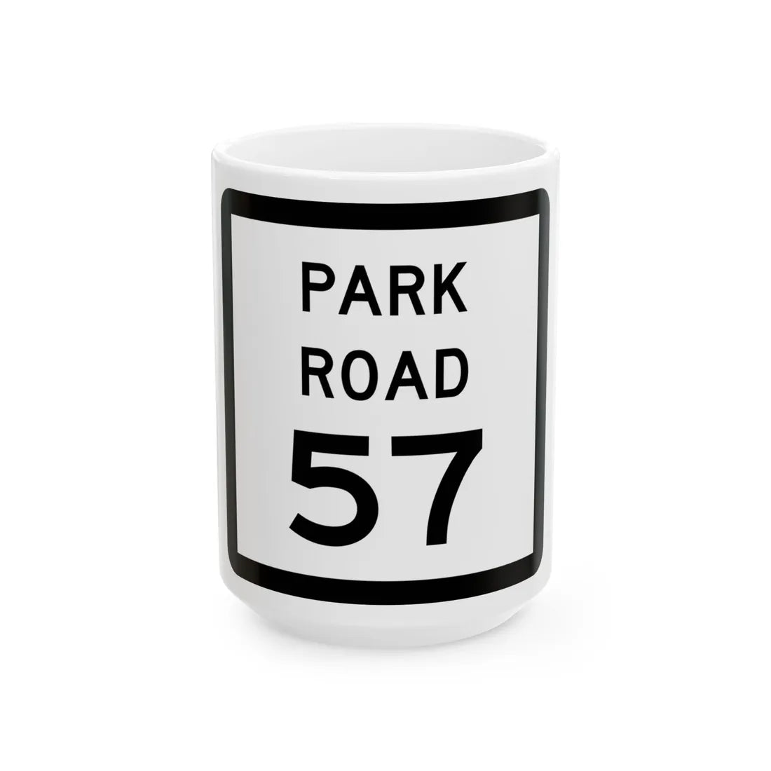 Texas Park Road 57 (Texas) (Road Sign) White Coffee Mug 15oz - Go Mug Yourself