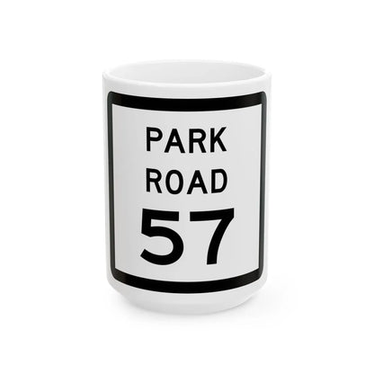 Texas Park Road 57 (Texas) (Road Sign) White Coffee Mug 15oz - Go Mug Yourself