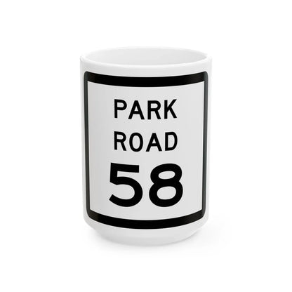 Texas Park Road 58 (Texas) (Road Sign) White Coffee Mug 15oz - Go Mug Yourself