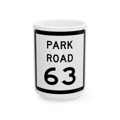 Texas Park Road 63 (Texas) (Road Sign) White Coffee Mug 15oz - Go Mug Yourself