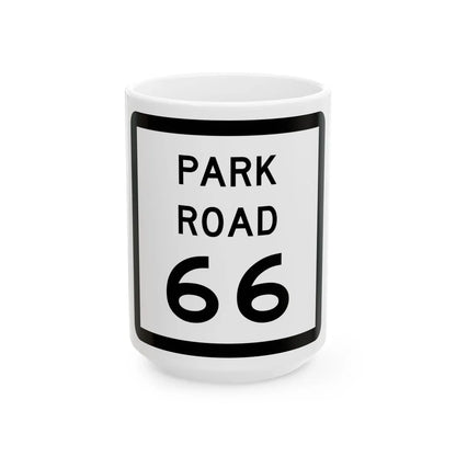 Texas Park Road 66 (Texas) (Road Sign) White Coffee Mug 15oz - Go Mug Yourself