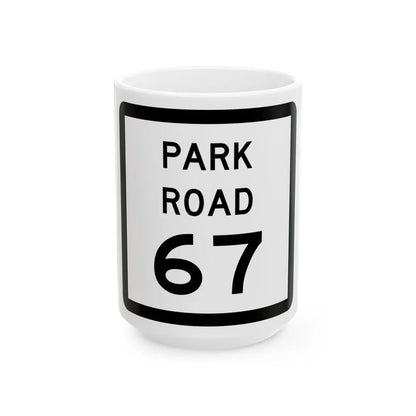 Texas Park Road 67 (Texas) (Road Sign) White Coffee Mug 15oz - Go Mug Yourself