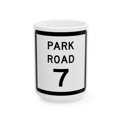 Texas Park Road 7 (Texas) (Road Sign) White Coffee Mug 15oz - Go Mug Yourself