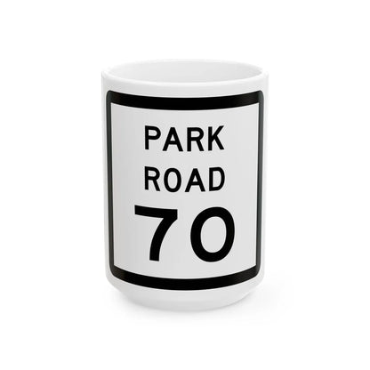 Texas Park Road 70 (Texas) (Road Sign) White Coffee Mug 15oz - Go Mug Yourself