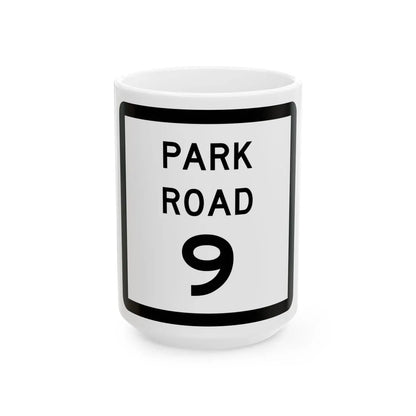 Texas Park Road 9 (Texas) (Road Sign) White Coffee Mug 15oz - Go Mug Yourself