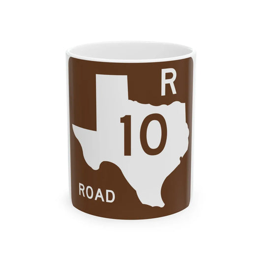 Texas Recreational Road 10 (Texas) (Road Sign) White Coffee Mug 11oz - Go Mug Yourself