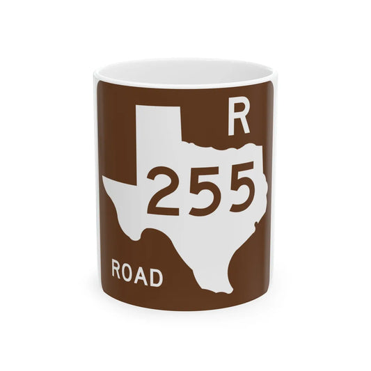 Texas Recreational Road 255 (Texas) (Road Sign) White Coffee Mug 11oz - Go Mug Yourself