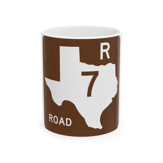 Texas Recreational Road 7 (Texas) (Road Sign) White Coffee Mug 11oz - Go Mug Yourself