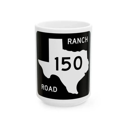 Texas RM 150 (Texas) (Road Sign) White Coffee Mug 15oz - Go Mug Yourself