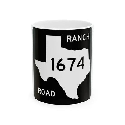 Texas RM 1674 (Texas) (Road Sign) White Coffee Mug 11oz - Go Mug Yourself