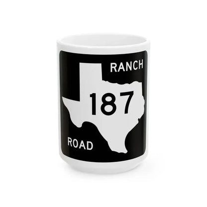 Texas RM 187 (Texas) (Road Sign) White Coffee Mug 15oz - Go Mug Yourself