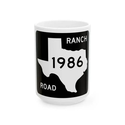 Texas RM 1986 (Texas) (Road Sign) White Coffee Mug 15oz - Go Mug Yourself