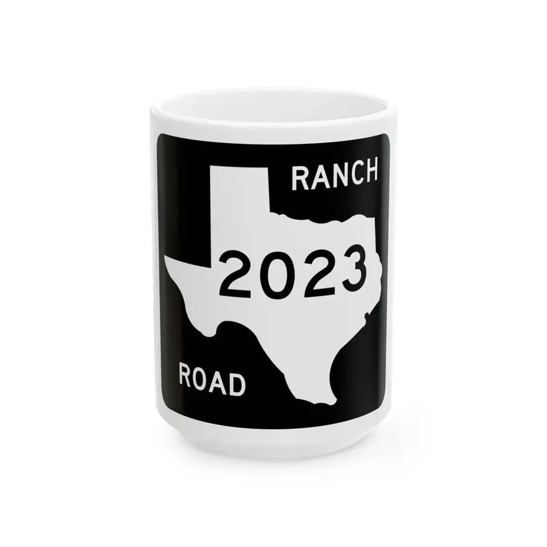 Texas RM 2023 (Texas) (Road Sign) White Coffee Mug 15oz - Go Mug Yourself