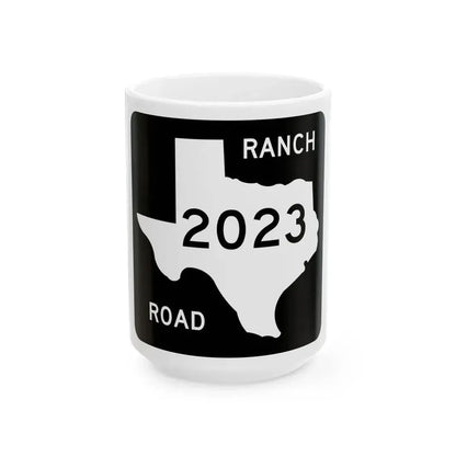 Texas RM 2023 (Texas) (Road Sign) White Coffee Mug 15oz - Go Mug Yourself