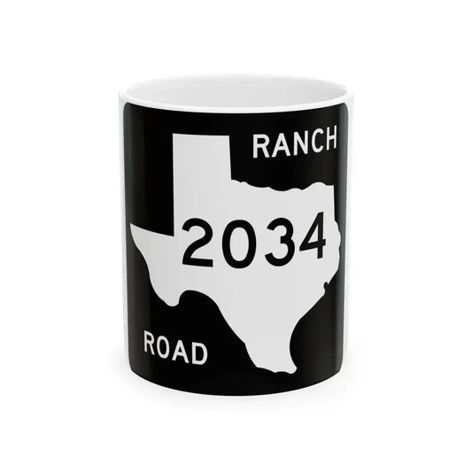 Texas RM 2034 (Texas) (Road Sign) White Coffee Mug 11oz - Go Mug Yourself