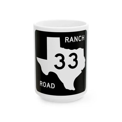 Texas RM 33 (Texas) (Road Sign) White Coffee Mug 15oz - Go Mug Yourself