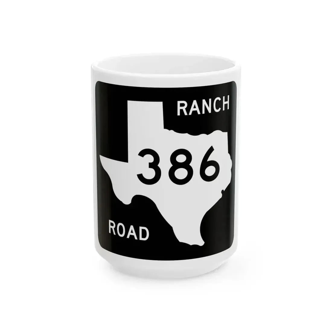 Texas RM 386 (Texas) (Road Sign) White Coffee Mug 15oz - Go Mug Yourself