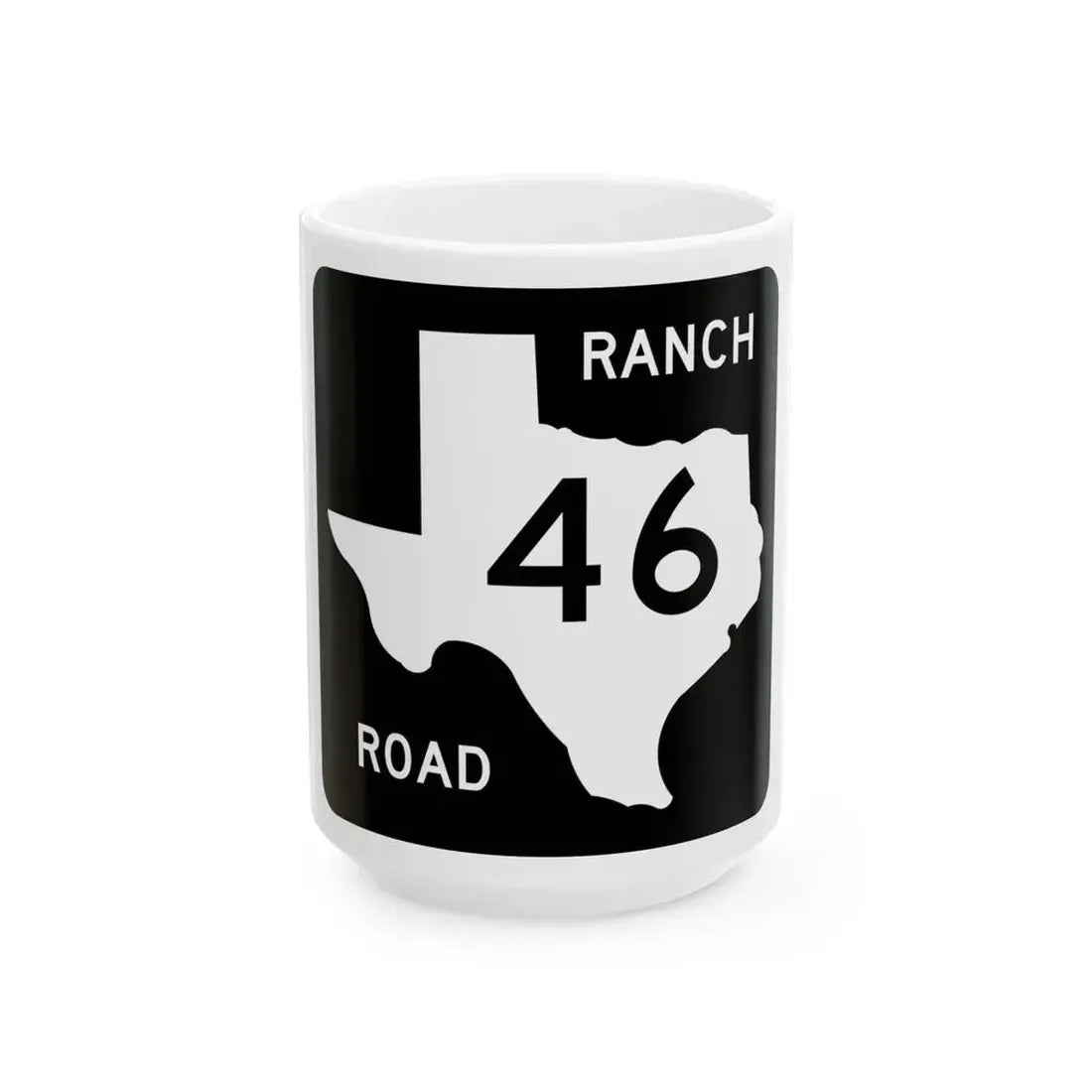 Texas RM 46 (Texas) (Road Sign) White Coffee Mug 15oz - Go Mug Yourself