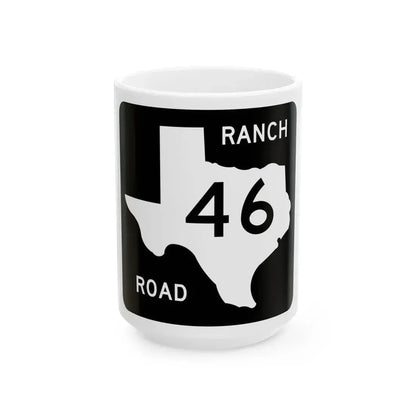 Texas RM 46 (Texas) (Road Sign) White Coffee Mug 15oz - Go Mug Yourself