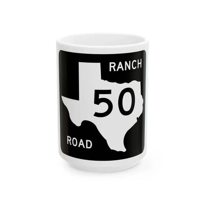 Texas RM 50 (Texas) (Road Sign) White Coffee Mug 15oz - Go Mug Yourself