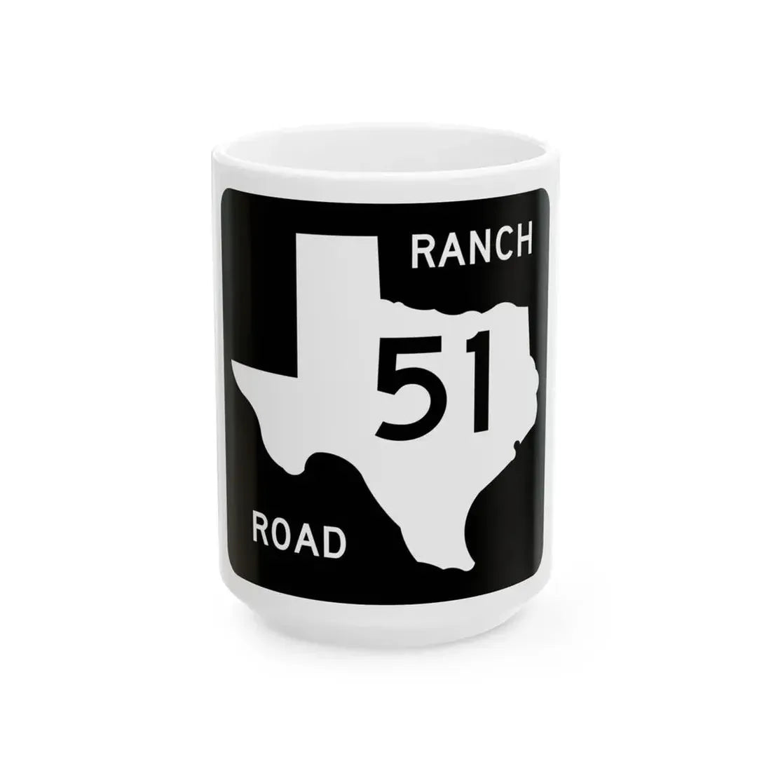Texas RM 51 (Texas) (Road Sign) White Coffee Mug 15oz - Go Mug Yourself