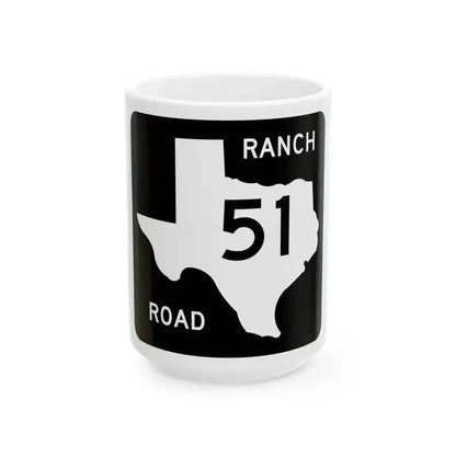 Texas RM 51 (Texas) (Road Sign) White Coffee Mug 15oz - Go Mug Yourself