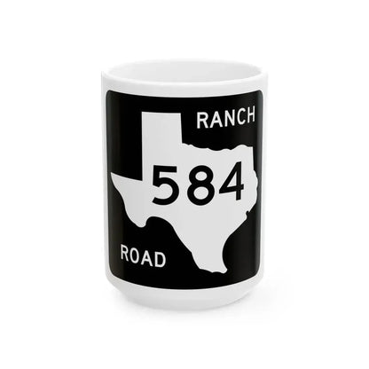 Texas RM 584 (Texas) (Road Sign) White Coffee Mug 15oz - Go Mug Yourself