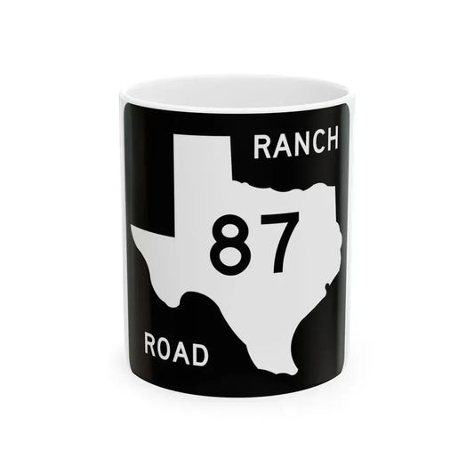 Texas RM 87 (Texas) (Road Sign) White Coffee Mug 11oz - Go Mug Yourself