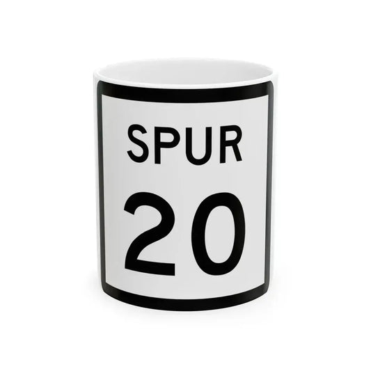 Texas Spur 20 (Texas) (Road Sign) White Coffee Mug 11oz - Go Mug Yourself