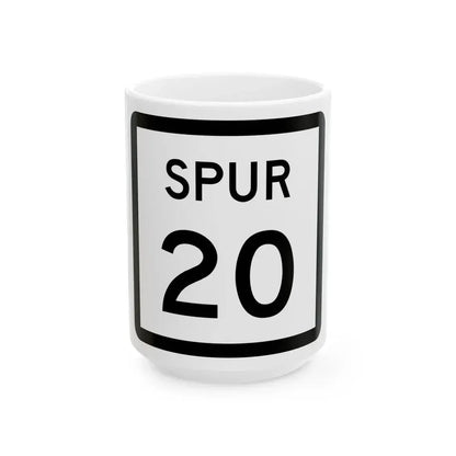 Texas Spur 20 (Texas) (Road Sign) White Coffee Mug 15oz - Go Mug Yourself