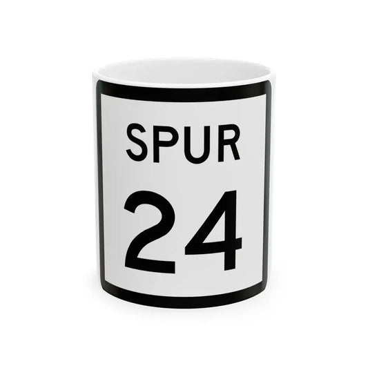 Texas Spur 24 (Texas) (Road Sign) White Coffee Mug 11oz - Go Mug Yourself