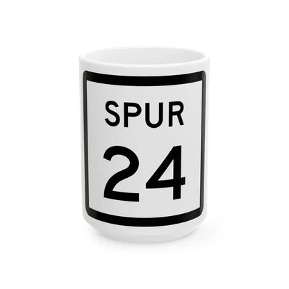 Texas Spur 24 (Texas) (Road Sign) White Coffee Mug 15oz - Go Mug Yourself