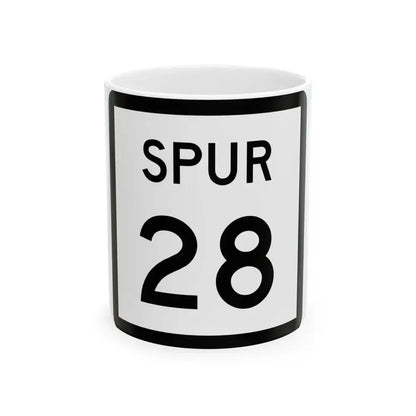 Texas Spur 28 (Texas) (Road Sign) White Coffee Mug 11oz - Go Mug Yourself