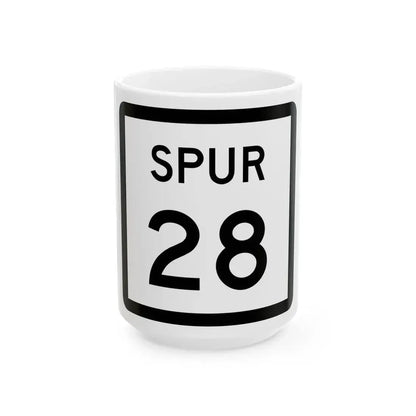 Texas Spur 28 (Texas) (Road Sign) White Coffee Mug 15oz - Go Mug Yourself