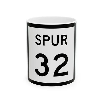 Texas Spur 32 (Texas) (Road Sign) White Coffee Mug 11oz - Go Mug Yourself