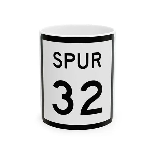 Texas Spur 32 (Texas) (Road Sign) White Coffee Mug 11oz - Go Mug Yourself