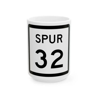 Texas Spur 32 (Texas) (Road Sign) White Coffee Mug 15oz - Go Mug Yourself